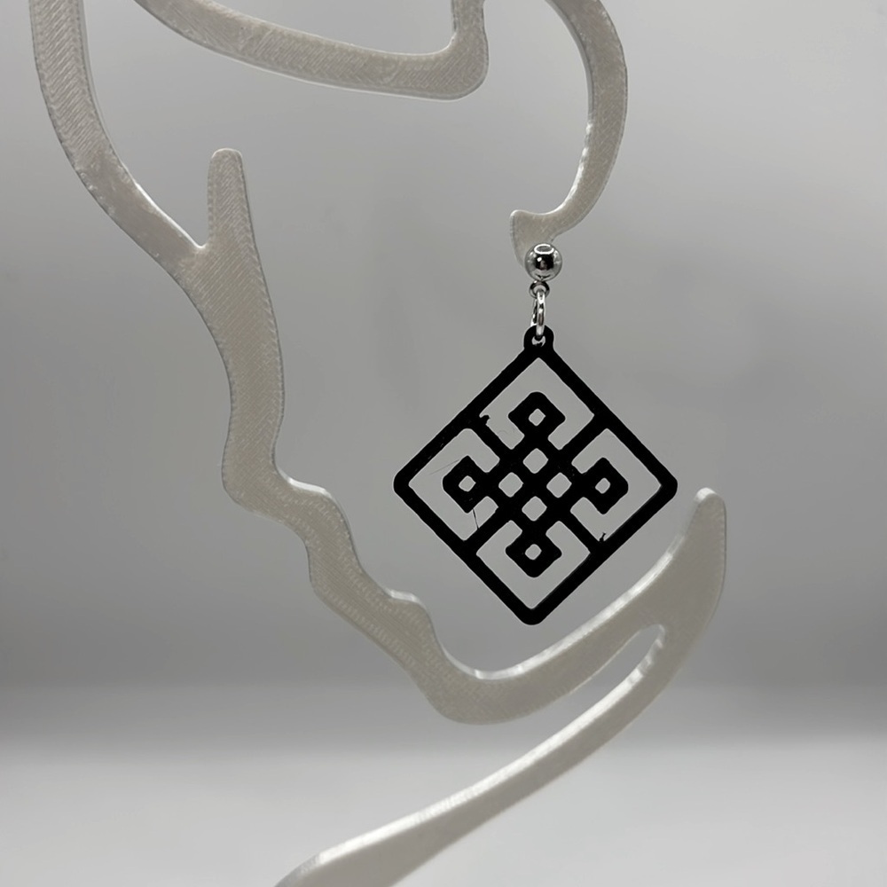 Black Geometric Earrings - Picture 3 of 4